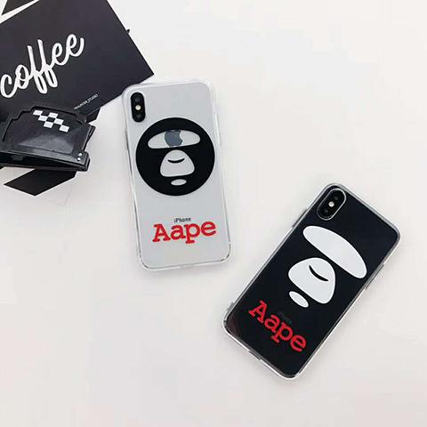 アベイシングエイプ iPhoneXR/XS Max/XSケース おしゃれ 個性的 若者向け AAPE アイフォンテン/8/7カバー サル顔 カップルケース