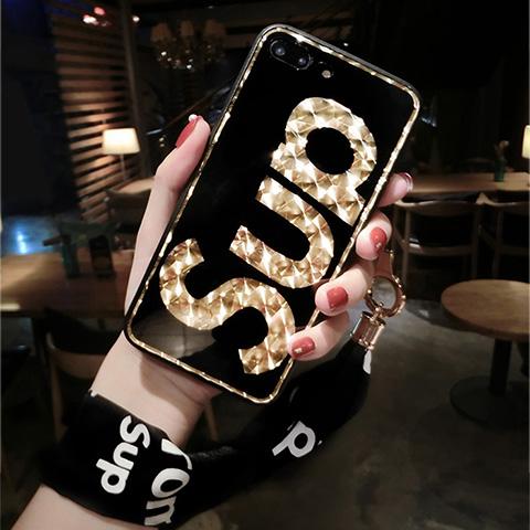 SUPREME iPhoneXケース ジャケット型 ストラップ送付 落下防止 シュプリーム iPhone8/8plusケース 携帯 華奢 高級感ある ブランド iPhone7/7plus スマホケース